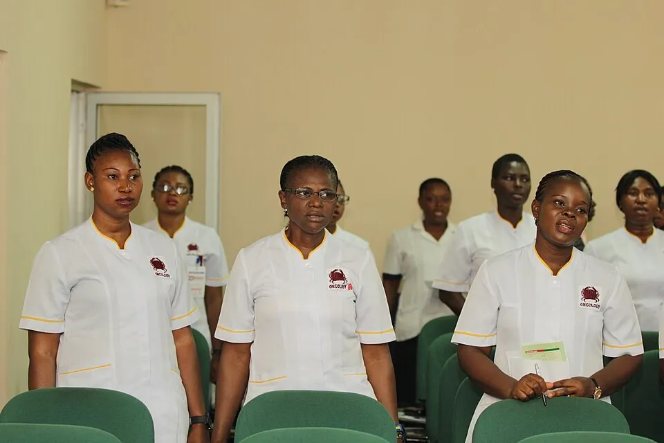 A group of nurses and midwives standing together