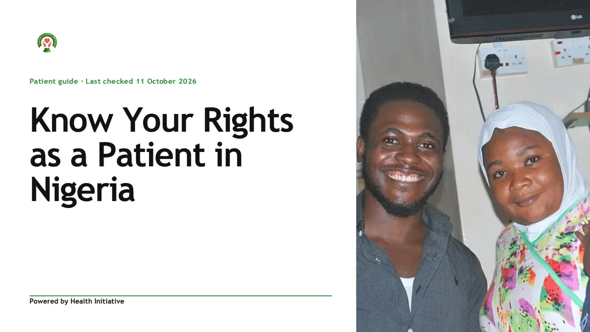 Cover slide of Know Your Rights as a Patient in Nigeria